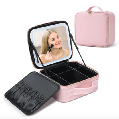 GlamourGlow™ LED Makeup Case - Your On-The-Go 3-in-1 Beauty Companion💄