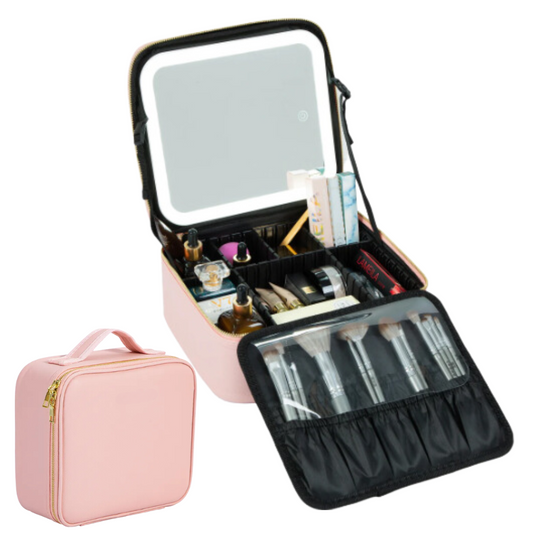 GlamourGlow™ LED Makeup Case - Your On-The-Go 3-in-1 Beauty Companion💄